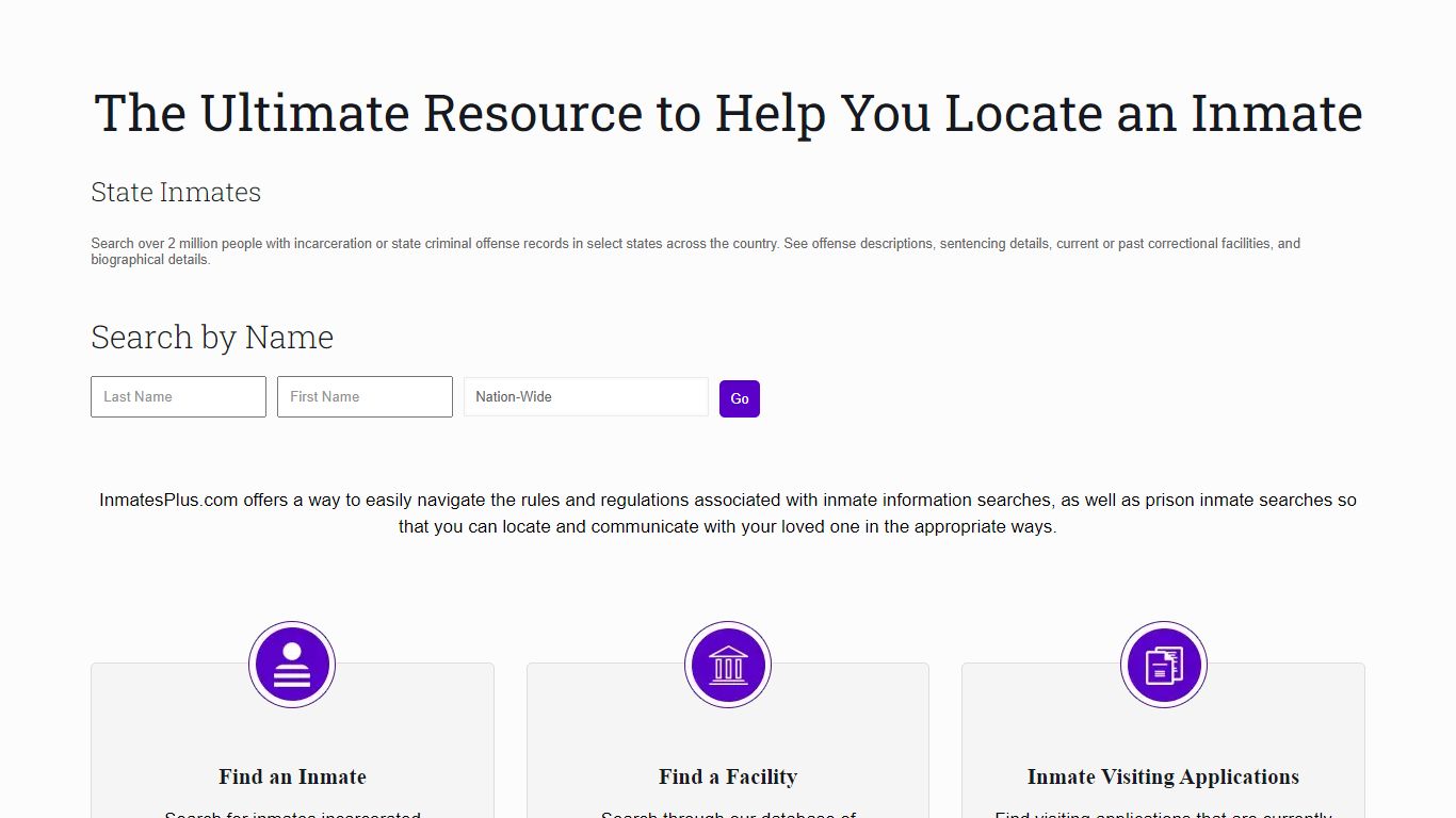 Locate An Inmate - Inmate Lookup By State | InmatesPlus.com